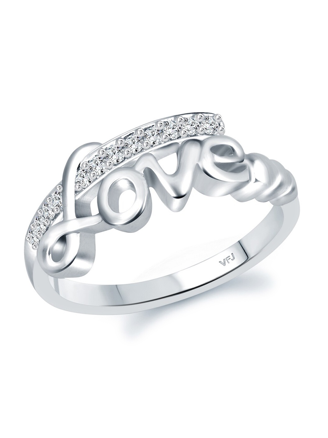 

Vighnaharta Rhodium-Plated CZ-Studded Adjustable Ring, Silver
