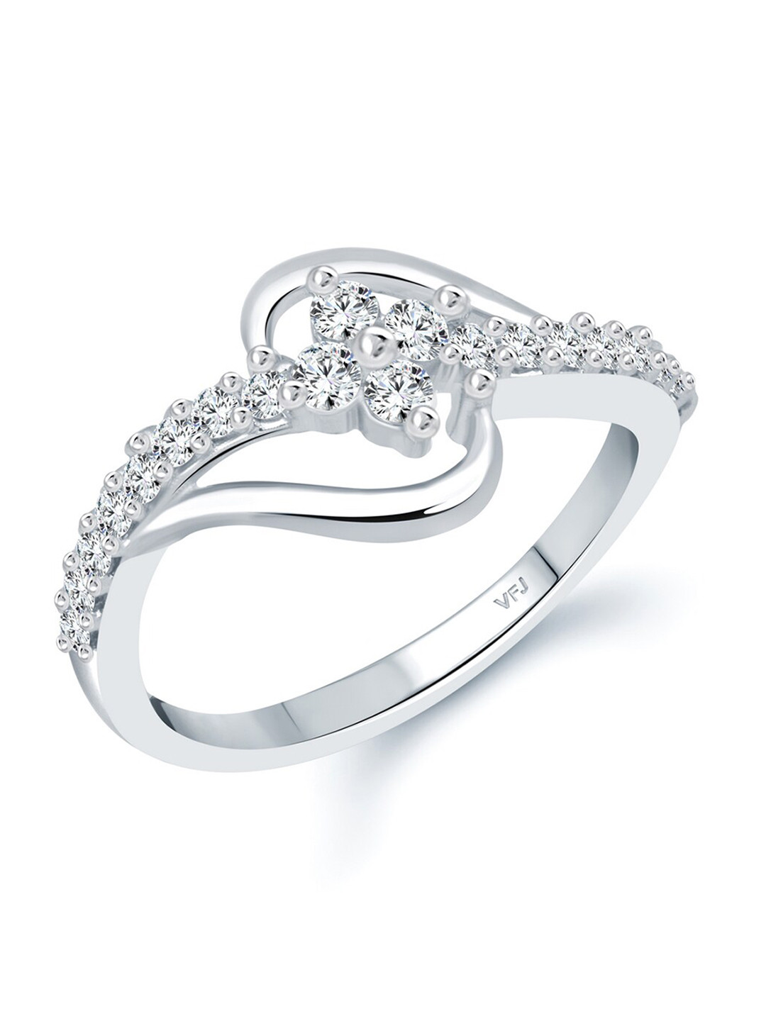 

Vighnaharta Rhodium-Plated CZ-Studded Adjustable Ring, Silver
