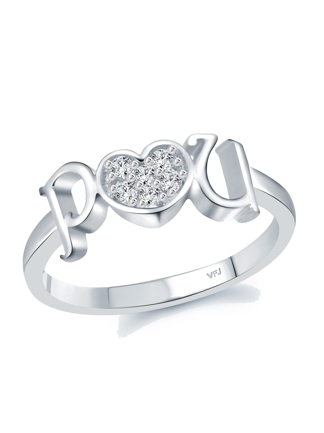 

Vighnaharta Rhodium-Plated CZ-Studded Adjustable Ring, Silver