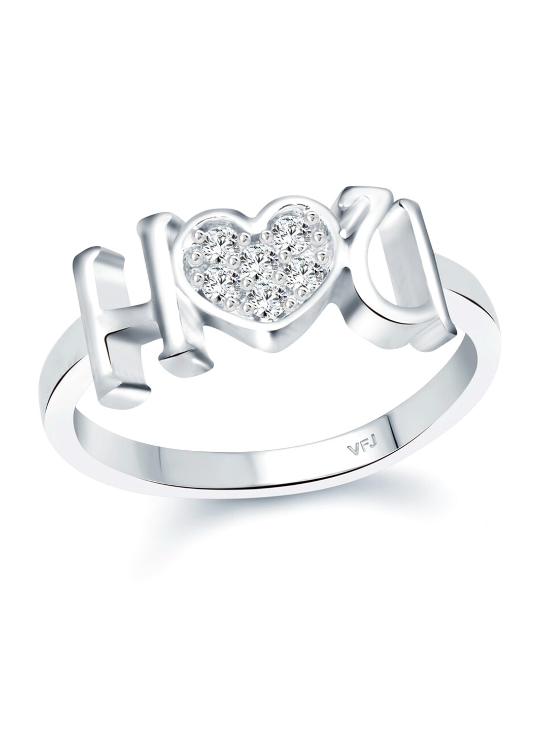

Vighnaharta Rhodium-Plated CZ-Studded Adjustable Ring, Silver