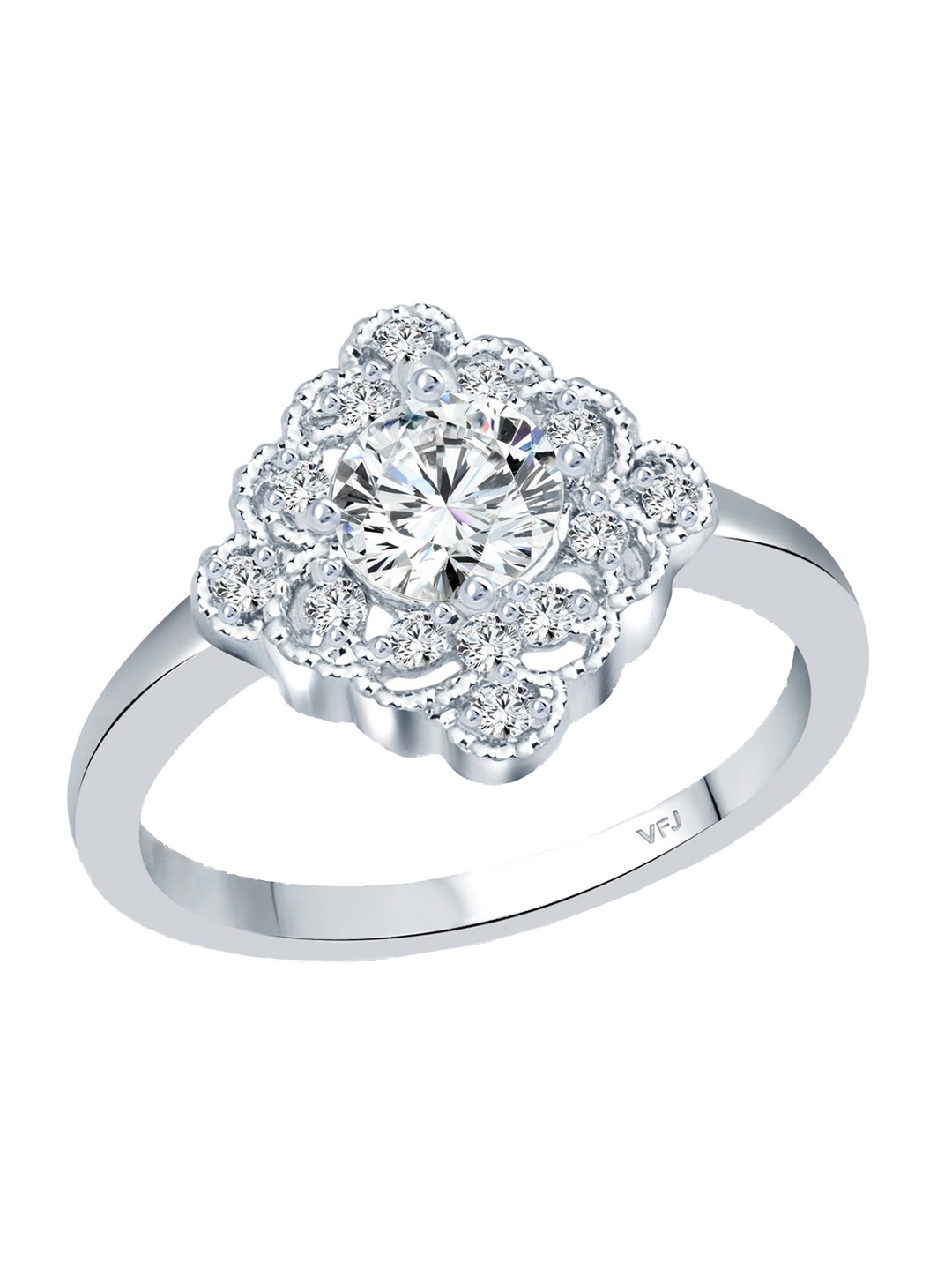 

Vighnaharta Rhodium-Plated CZ-Studded Adjustable Ring, Silver