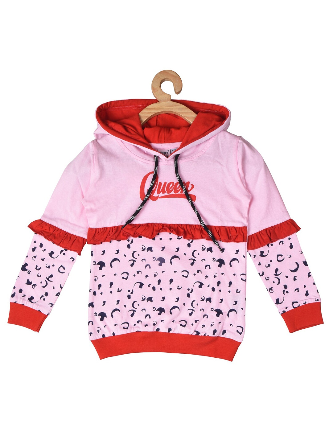 

POMY & JINNY Girls Abstract Printed Hooded Cotton Sweatshirt, Pink