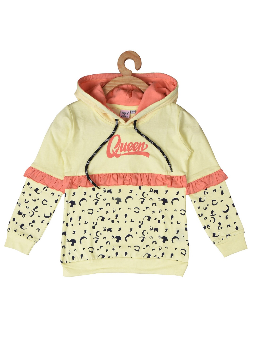 

POMY & JINNY Girls Abstract Printed Hooded Cotton Sweatshirt, Yellow