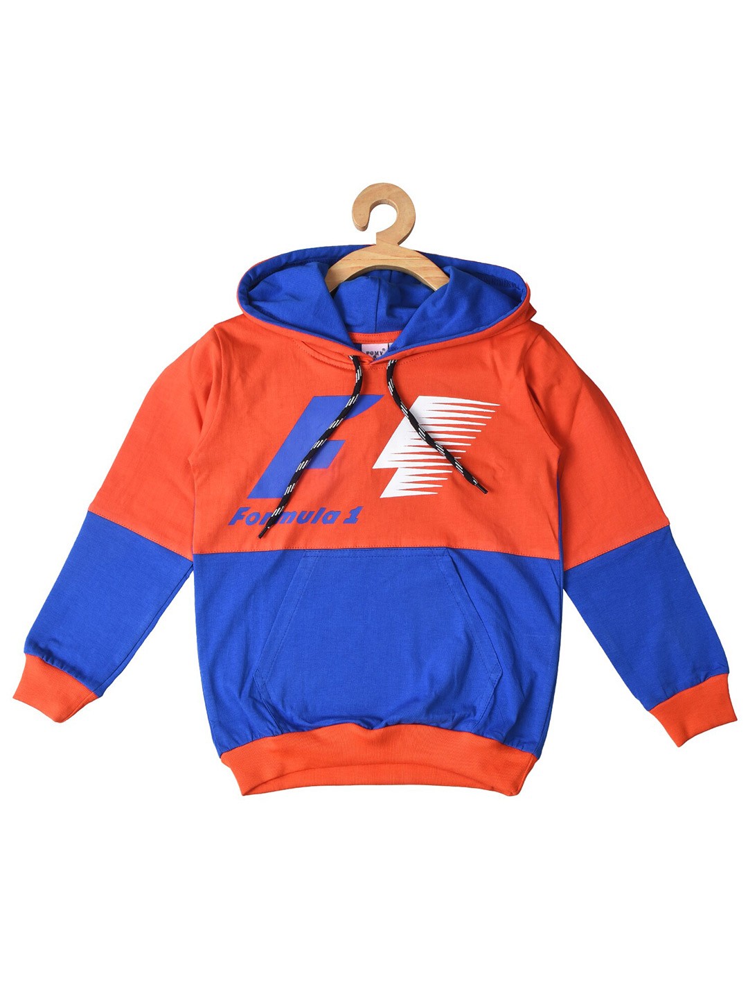 

POMY & JINNY Boys Colourblocked Hooded Cotton Sweatshirt, Orange