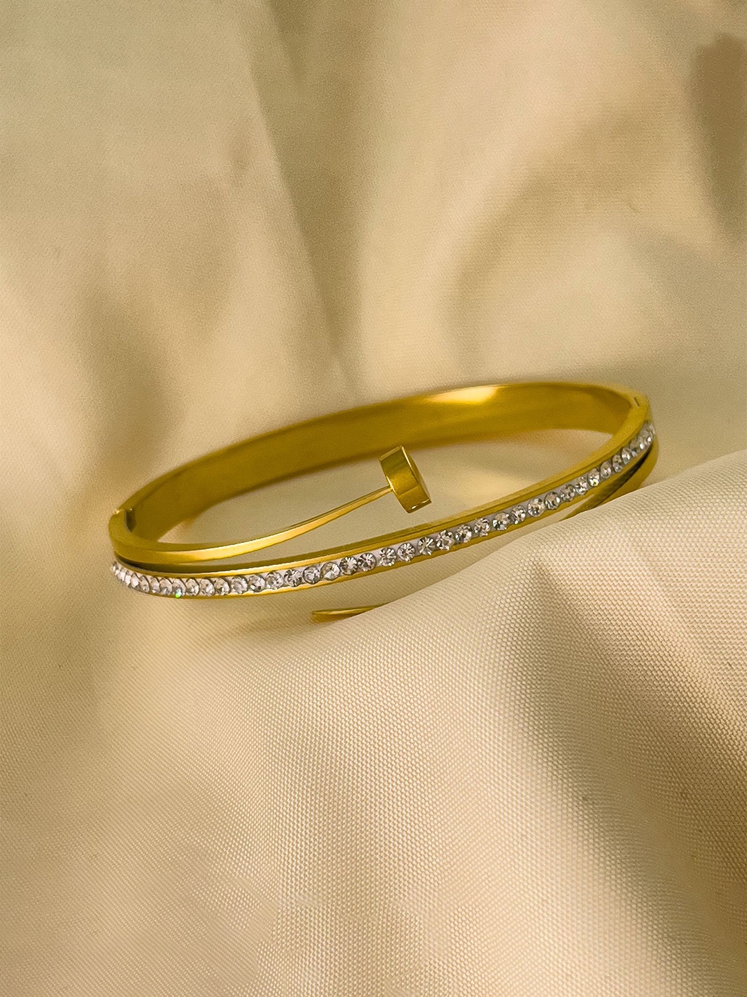 

MYKI Cubic Zirconia Gold-Plated Kada Bracelet