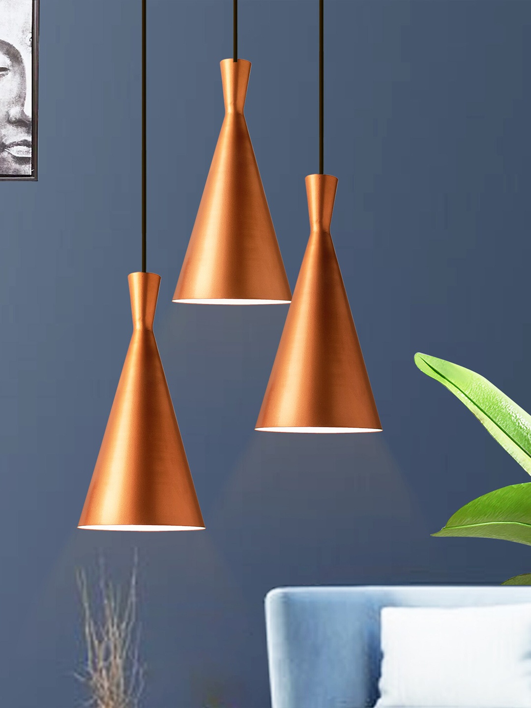

Homesake Copper-Toned 3-Light Round Cluster Cone Shaped Metal Ceiling Lamp