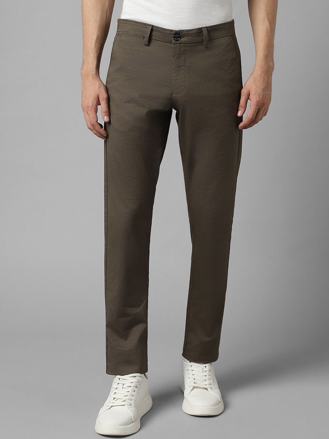 

Allen Solly Men Slim Fit Mid-Rise Cotton Trousers, Olive