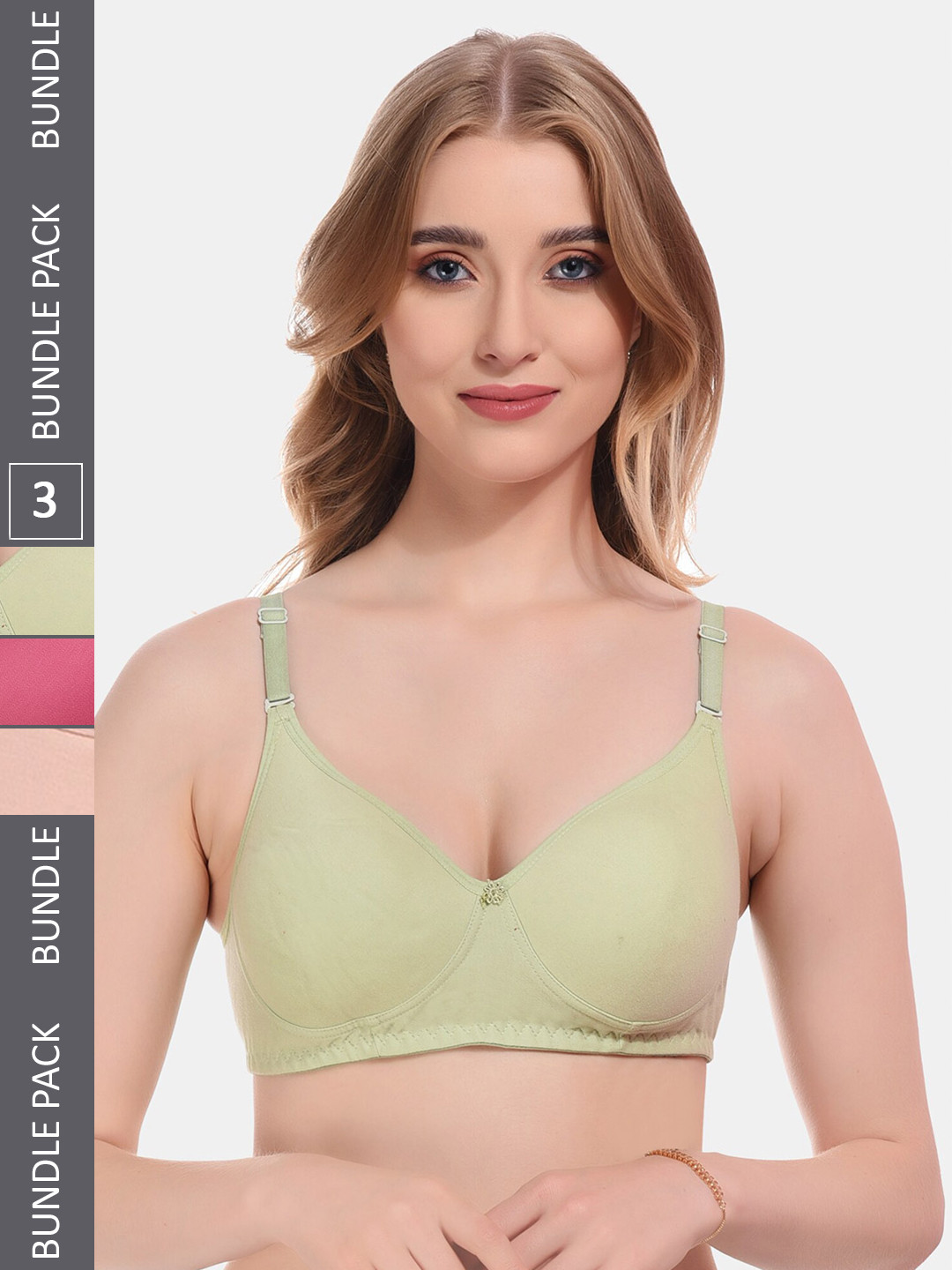

Boleem Pack Of 3 Bra Full Coverage Lightly Padded, Rose
