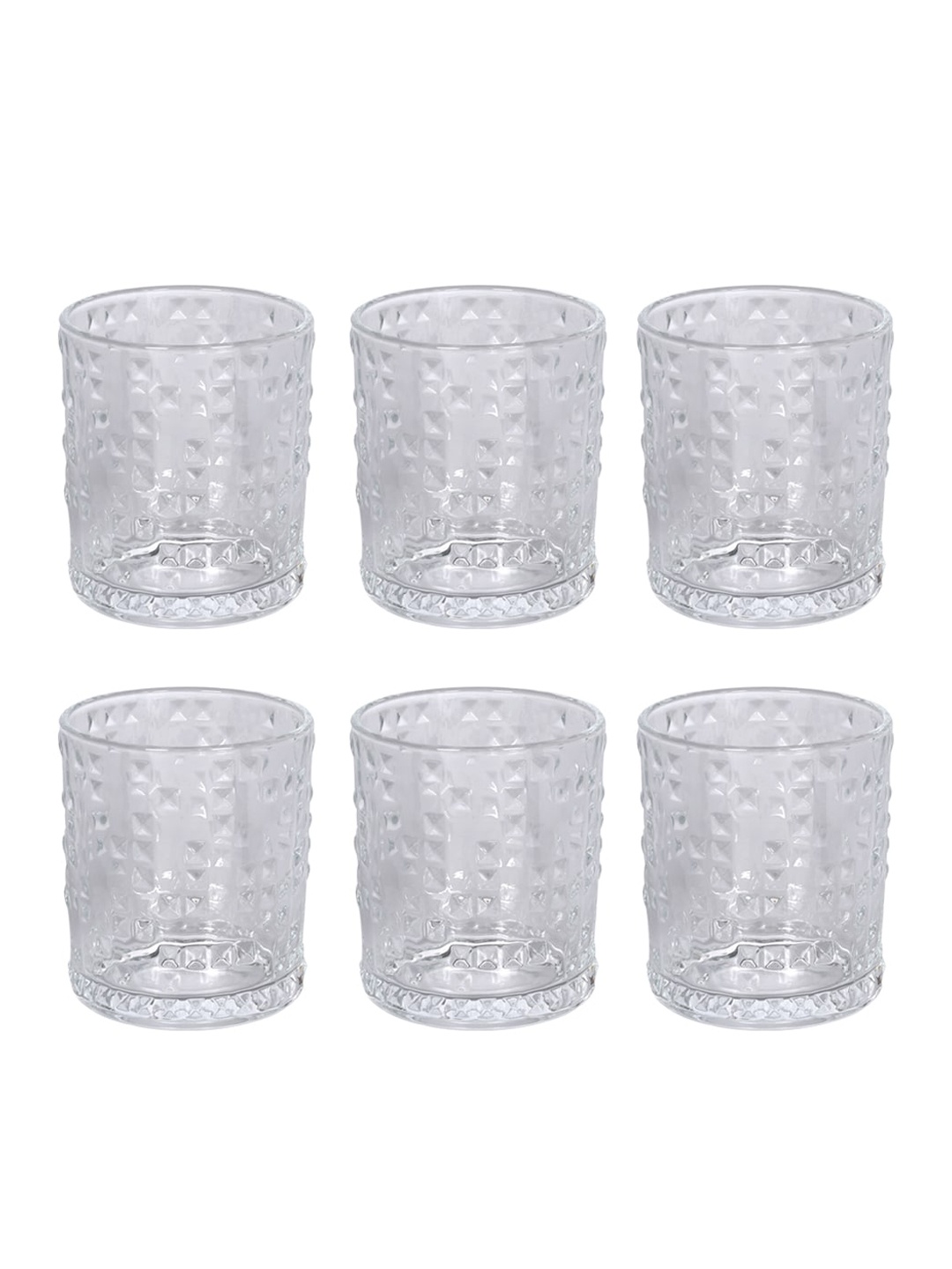 

ceradeco Transparent 6 Pieces Textured Glass Water Or Juice Glass 200 ml Each