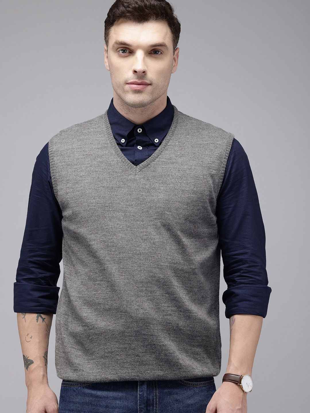 

Park Avenue Slim Fit Sweater Vest, Grey melange