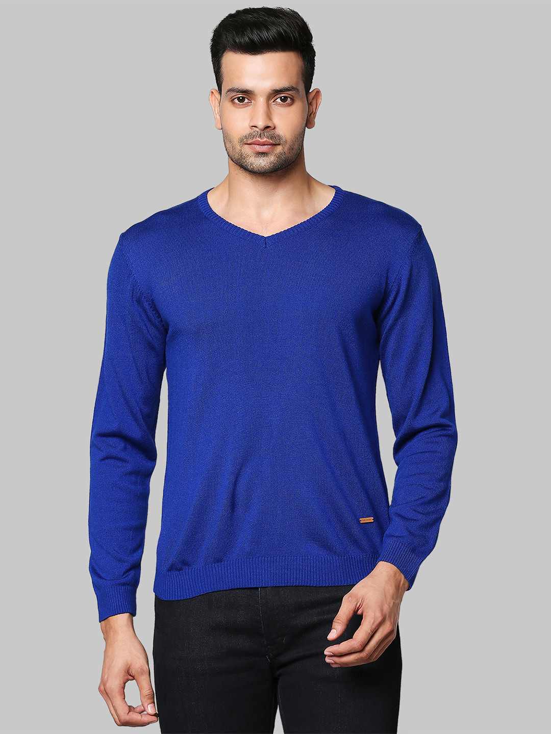 

Park Avenue V-Neck Pure Acrylic Pullover, Blue