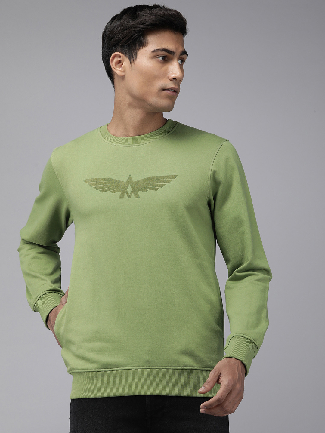 

Park Avenue Brand Logo Printed Long Sleeves Sweatshirt, Green