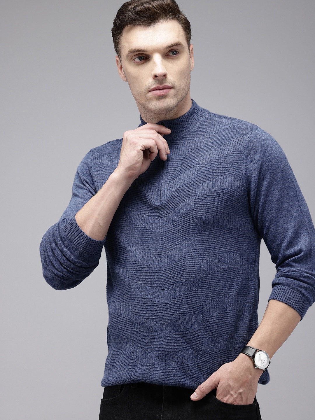 

Park Avenue Mock Collar Pullover, Blue