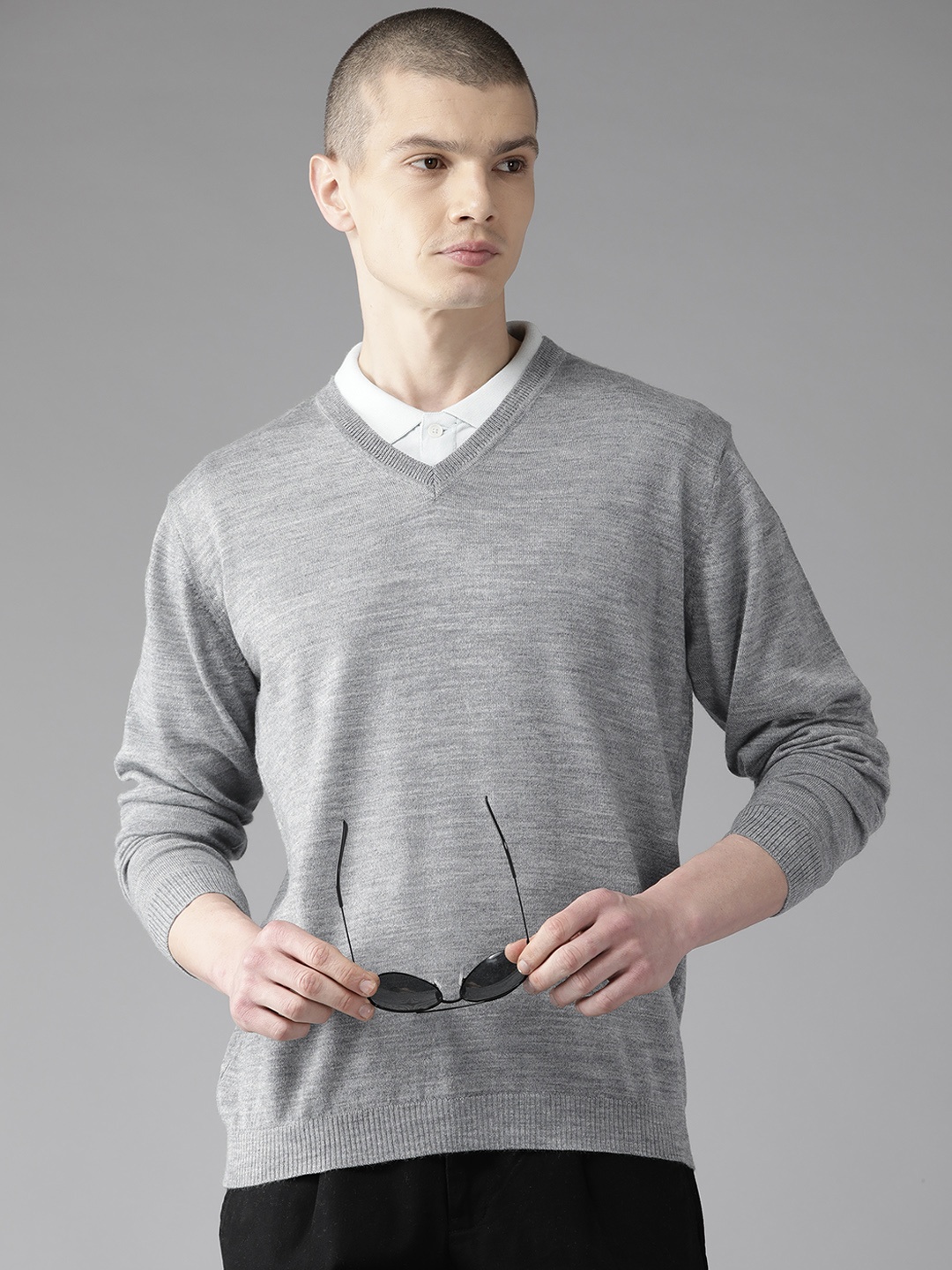 

Park Avenue V-Neck Pullover, Grey melange