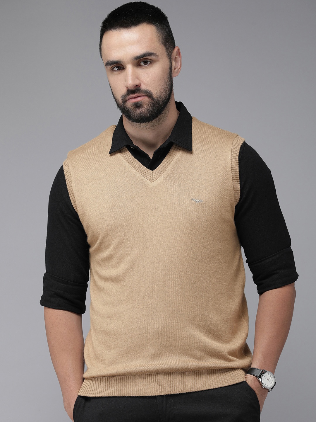 

Park Avenue V-Neck Reversible Sweater Vest, Beige