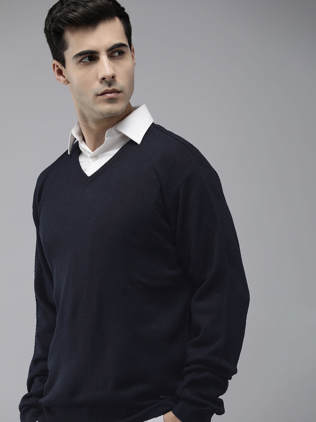 

Park Avenue Men Solid Pullover, Navy blue