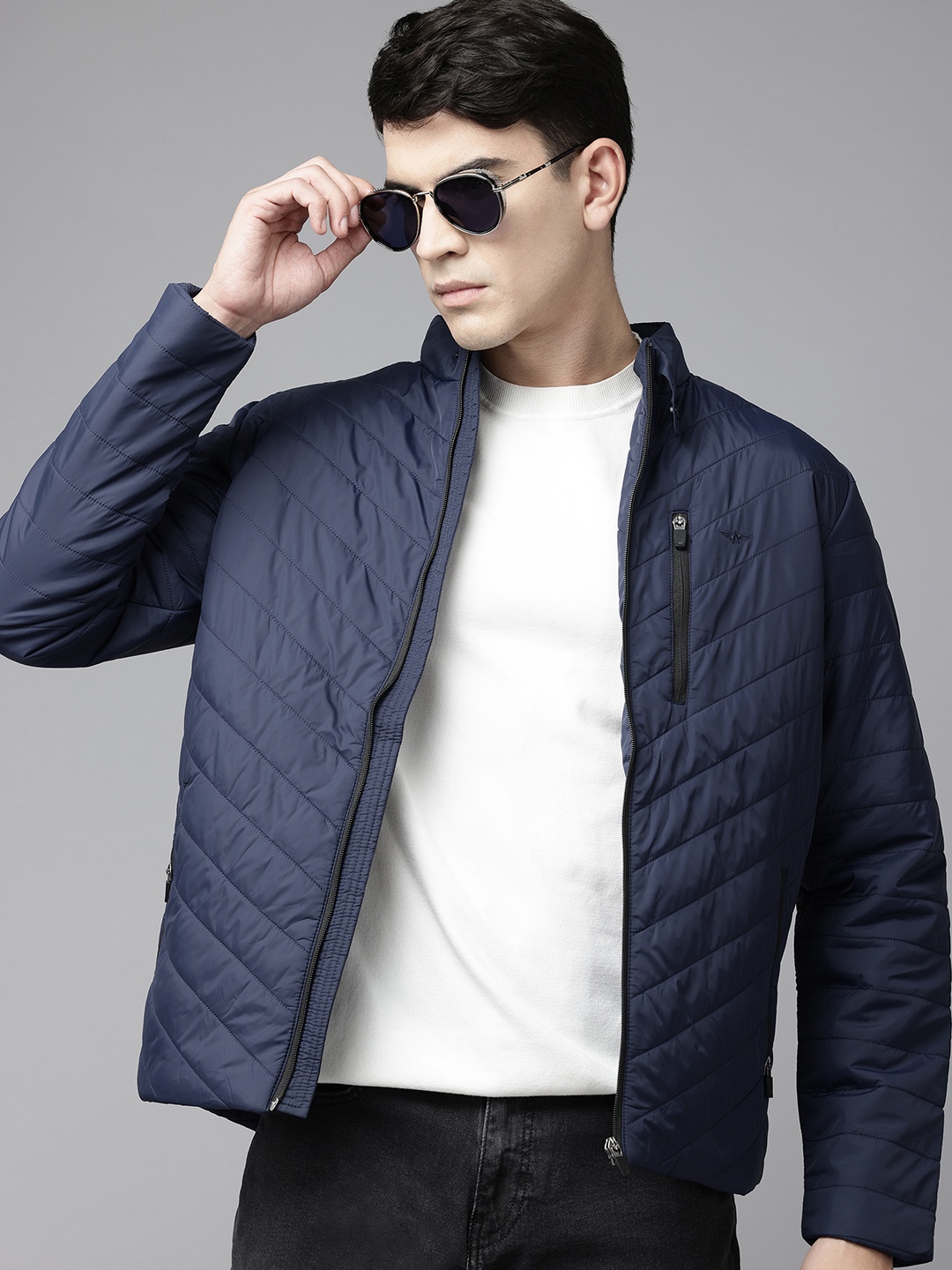 

Park Avenue Biker Style Padded Jacket, Navy blue