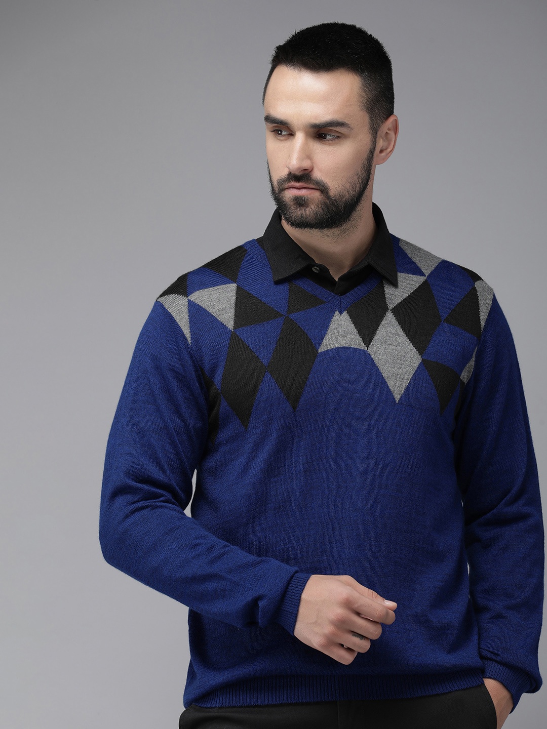

Park Avenue Argyle Printed Pullover, Blue