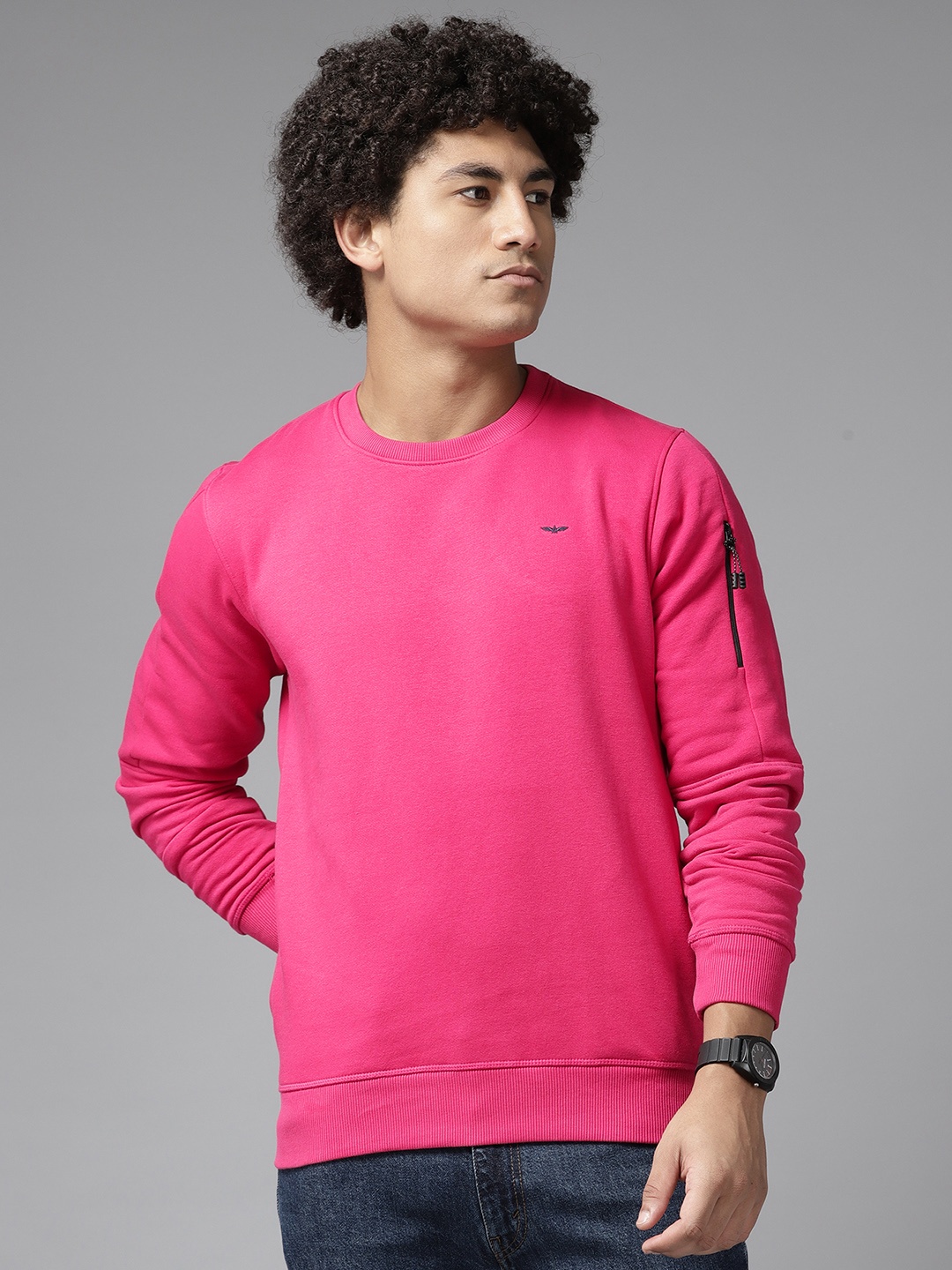 

Park Avenue Men Solid Sweatshirt, Pink