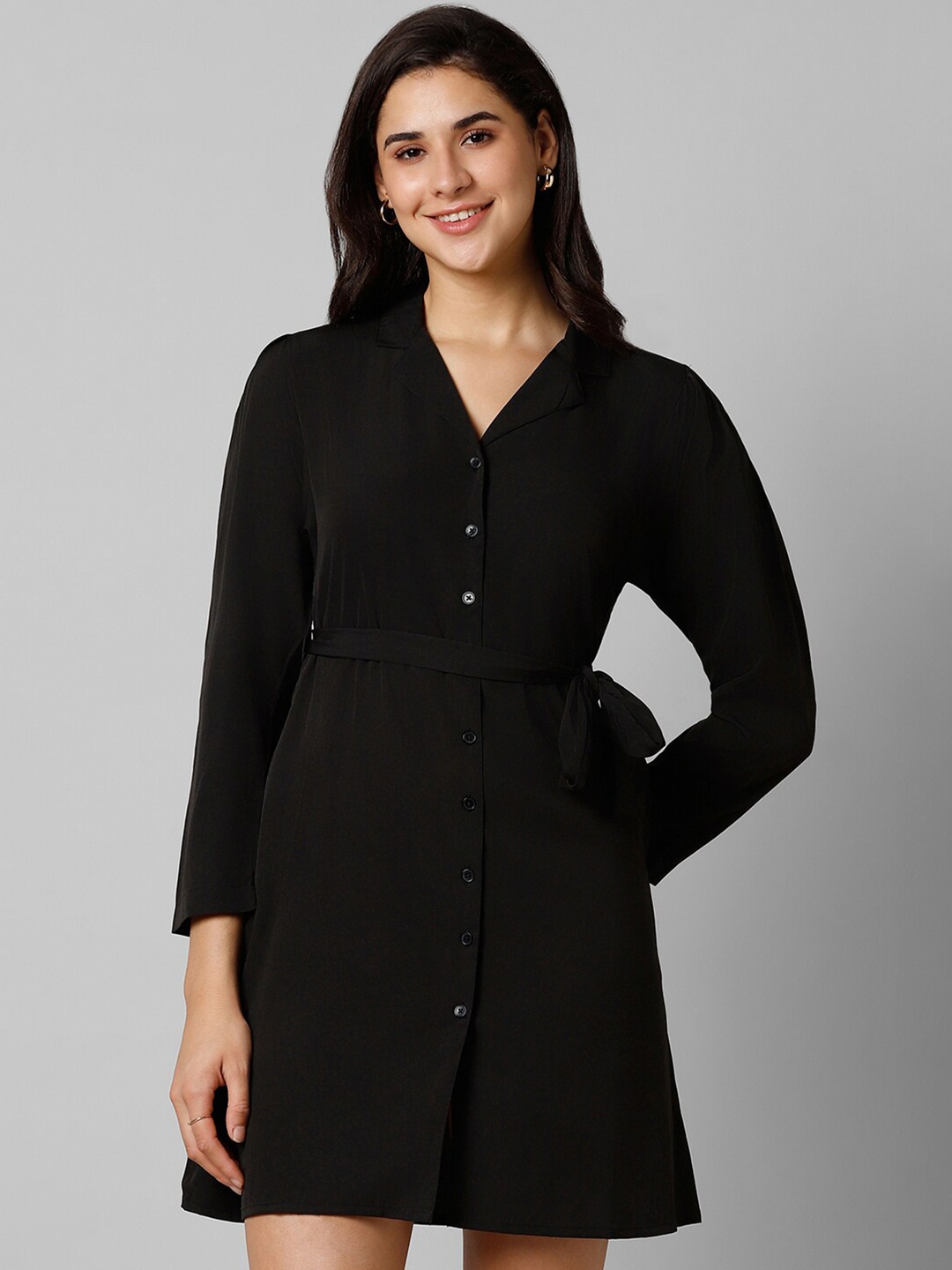 

Pantaloons Laple Collar Shirt Style Dress, Black