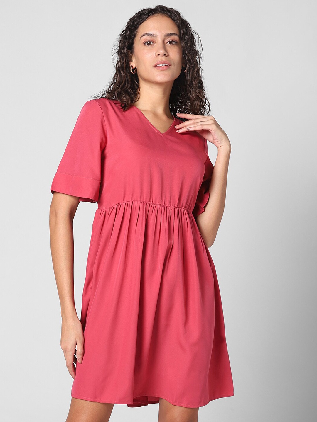 

Pantaloons V-Neck Fit & Flare Dress, Pink