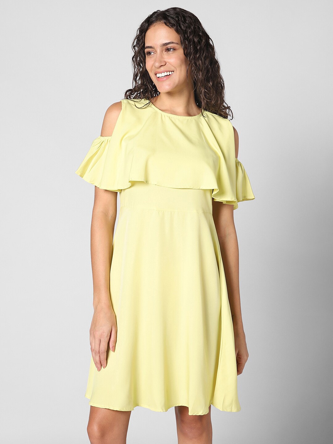 

Pantaloons Cold-Shoulder A-Line Above Knee Dress, Yellow