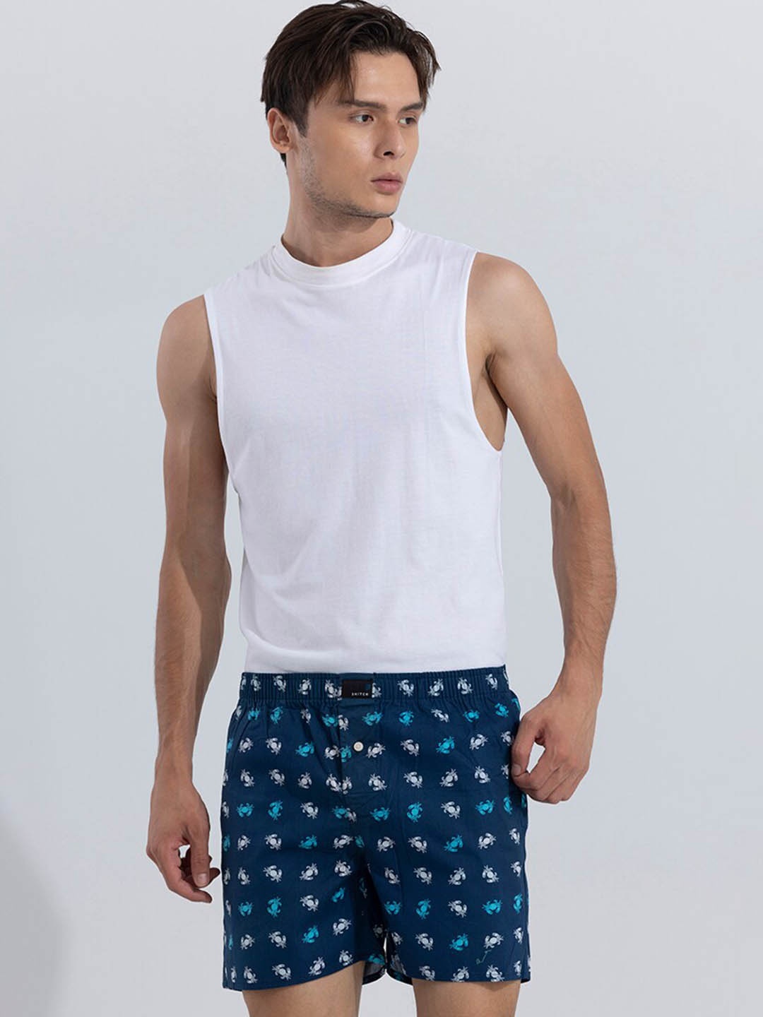 

Snitch Blue Printed Pure Cotton Boxer 4MSBX9202-06-S