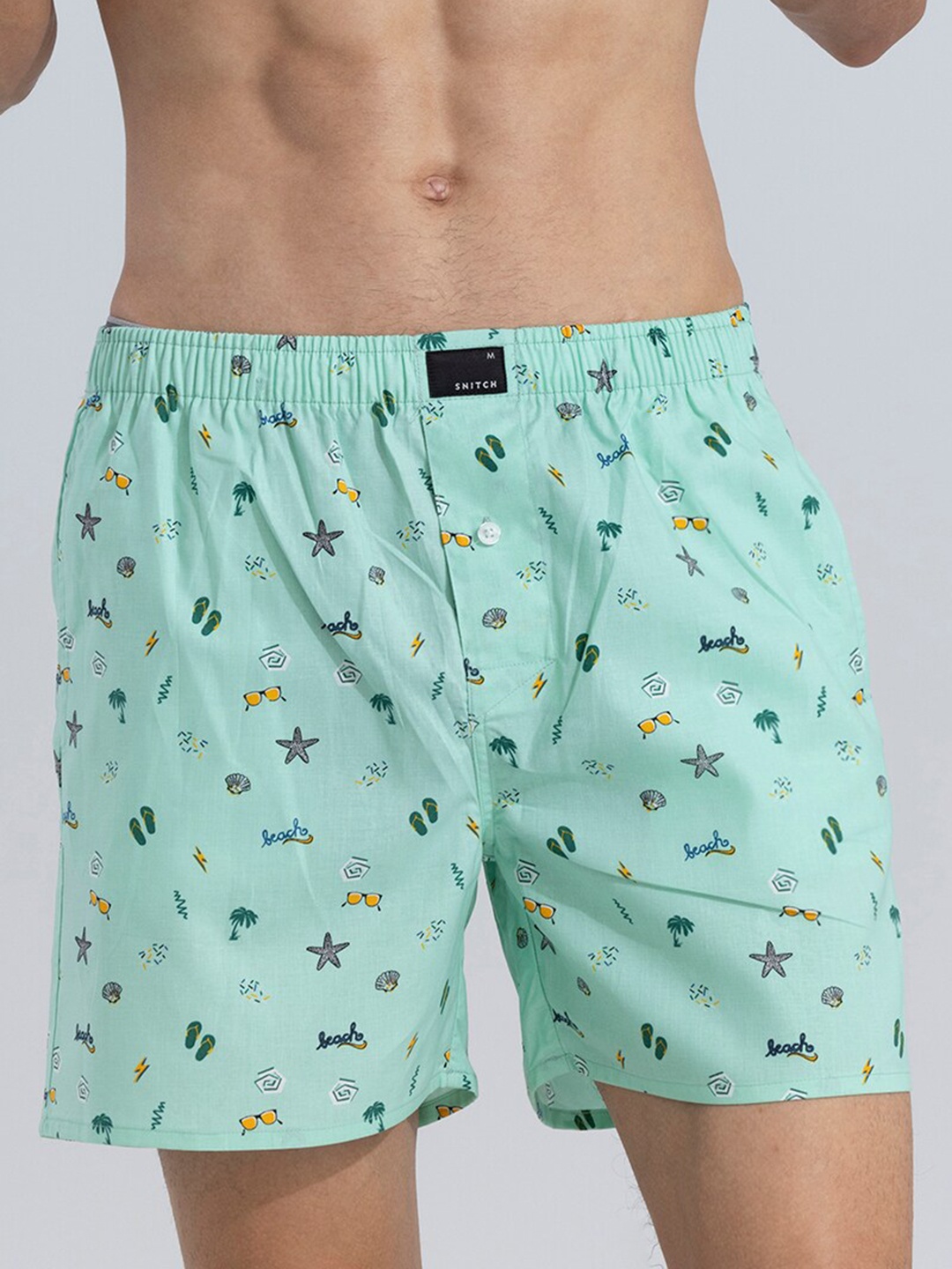 

Snitch Green Printed Pure Cotton Boxer 4MSBX9202-28-S