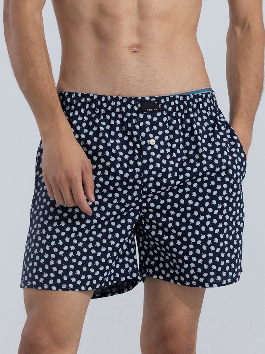 

Snitch Navy Blue Printed Pure Cotton Boxer 4MSBX9202-18-S