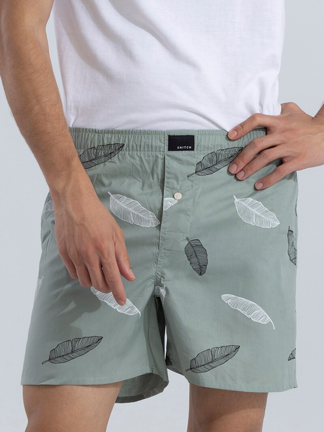 

Snitch Green Printed Pure Cotton Boxer 4MSBX9202-08-S