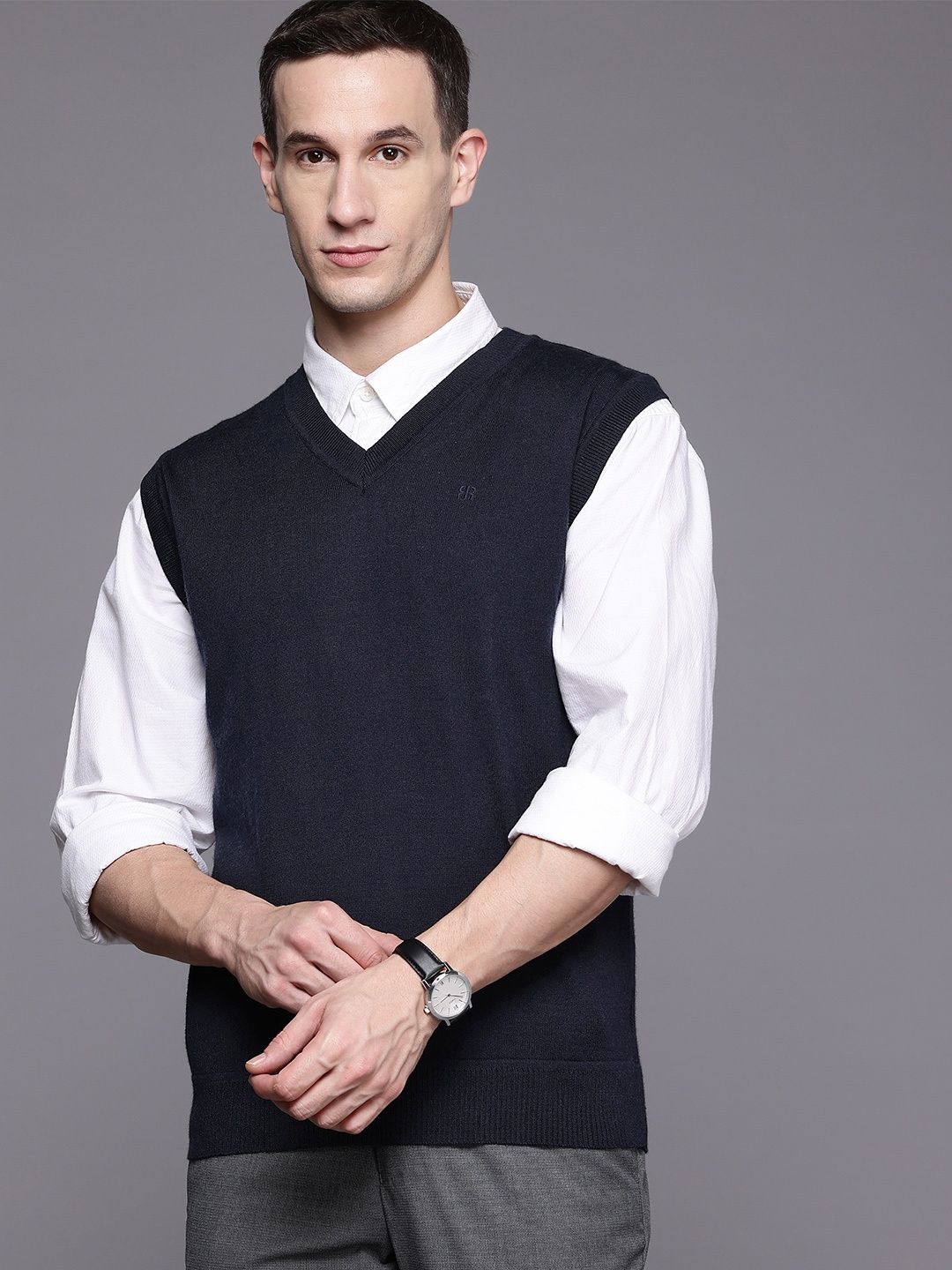 

Raymond V-Neck Sweater Vest, Navy blue