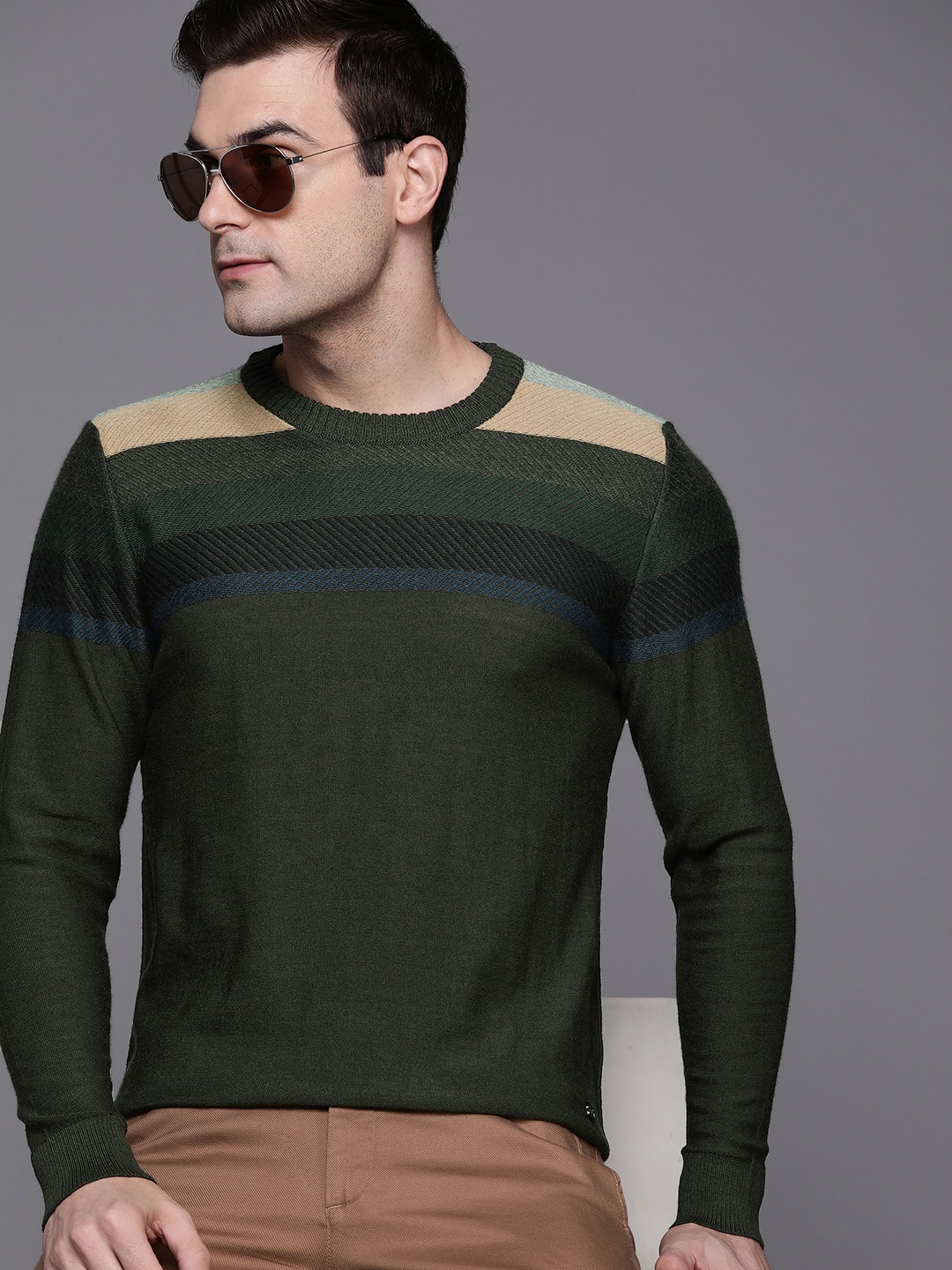 

Raymond Striped Pullover, Green