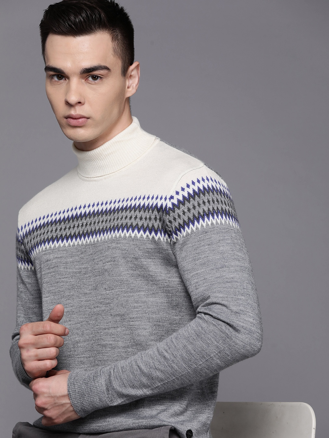 

Raymond Self Design Pullover, Grey