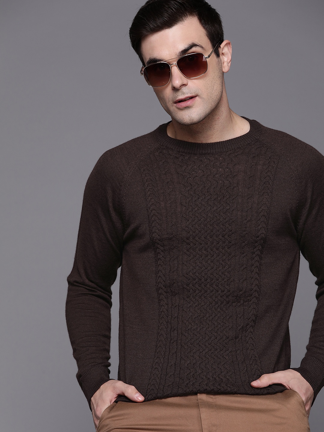 

Raymond Cable Knit Pullover, Coffee brown