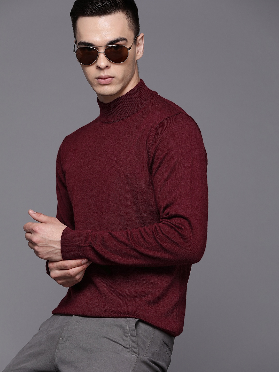 

Raymond Fine-Knit High Neck Pullover, Maroon