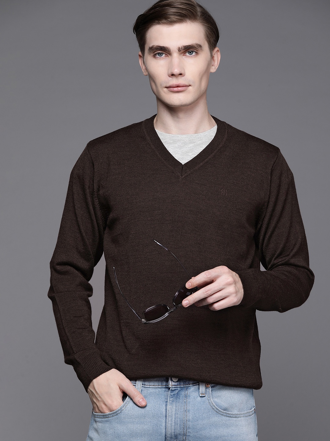 

Raymond Men Solid Pullover, Brown
