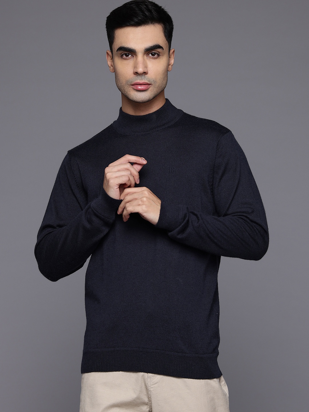 

Raymond Men Woollen Pullover, Navy blue