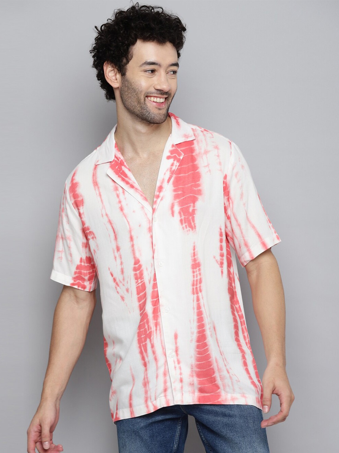 

Kook N Keech Tie & Dye Cuban Collar Casual Resort Shirt, White