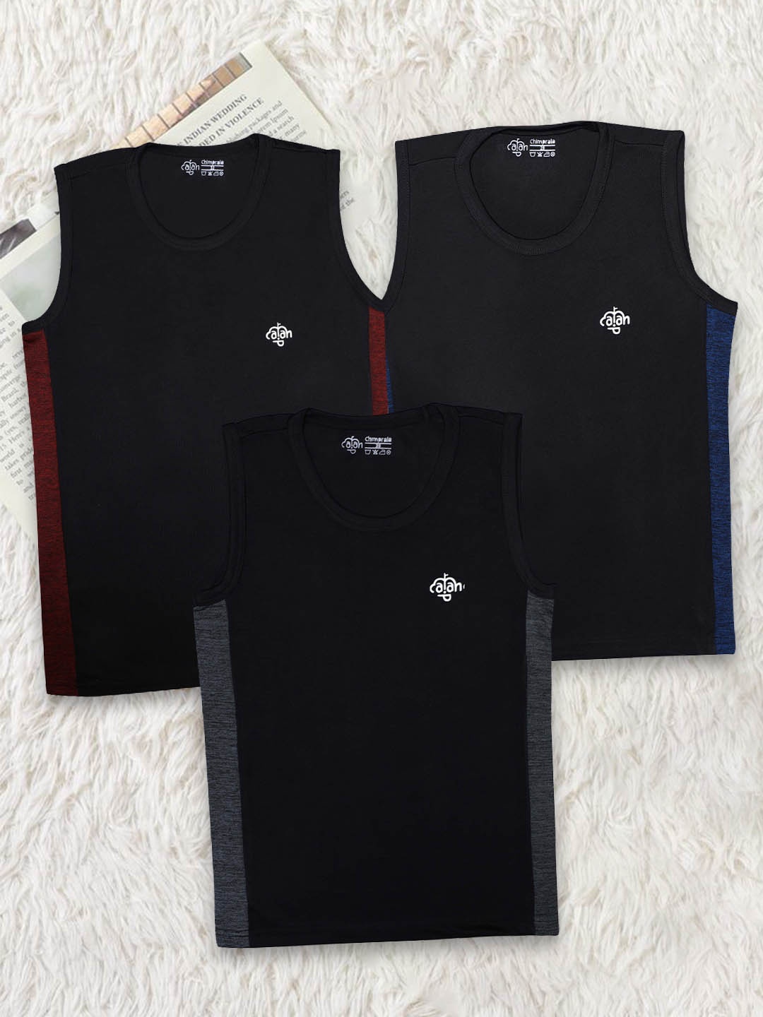 

CHIMPRALA Pack Of 3 Boys Round Neck Casual T-Shirt, Black