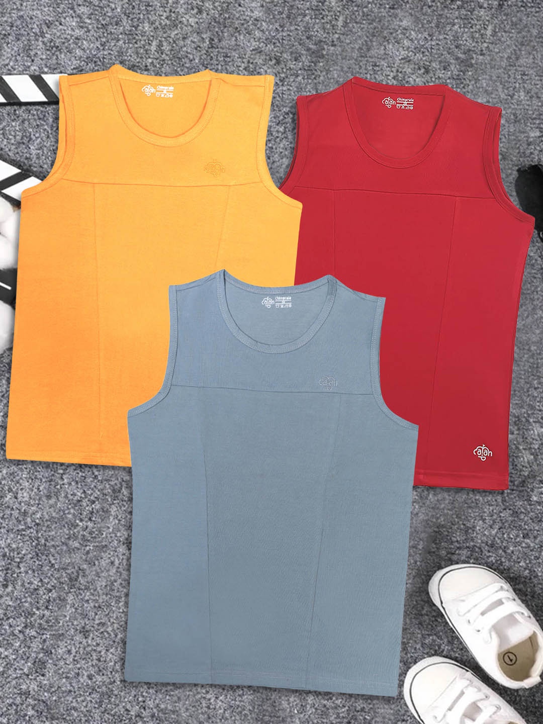 

CHIMPRALA Pack Of 3 Boys Round Neck Casual T-Shirt, Mustard