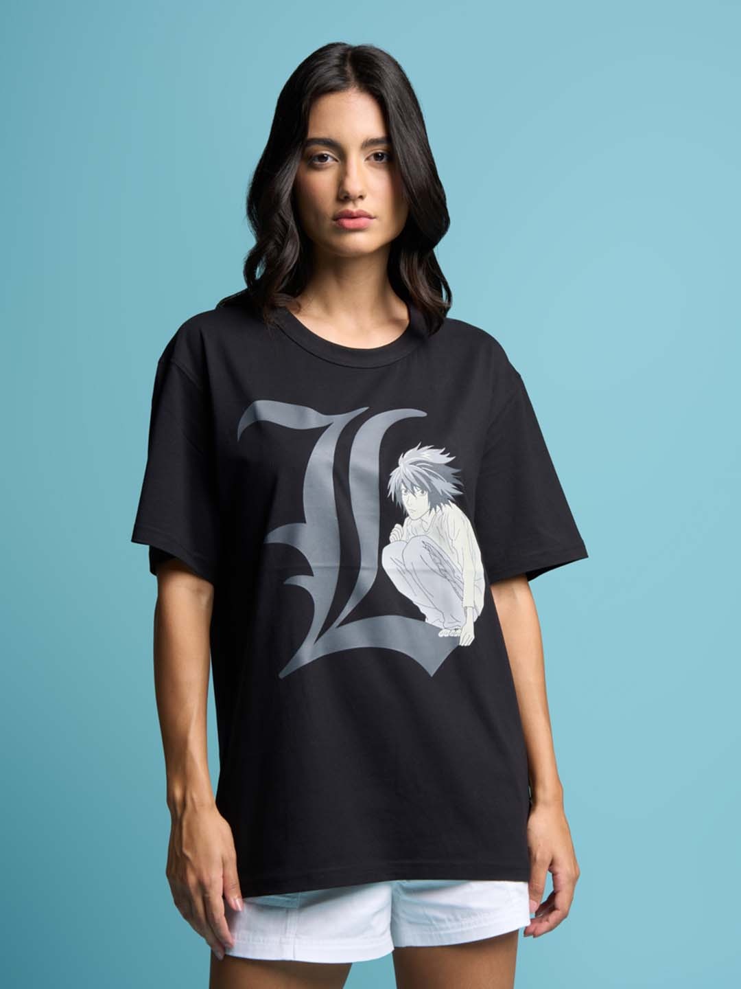 

Bonkers Corner Typography Printed Oversized Cotton T-Shirt, Black