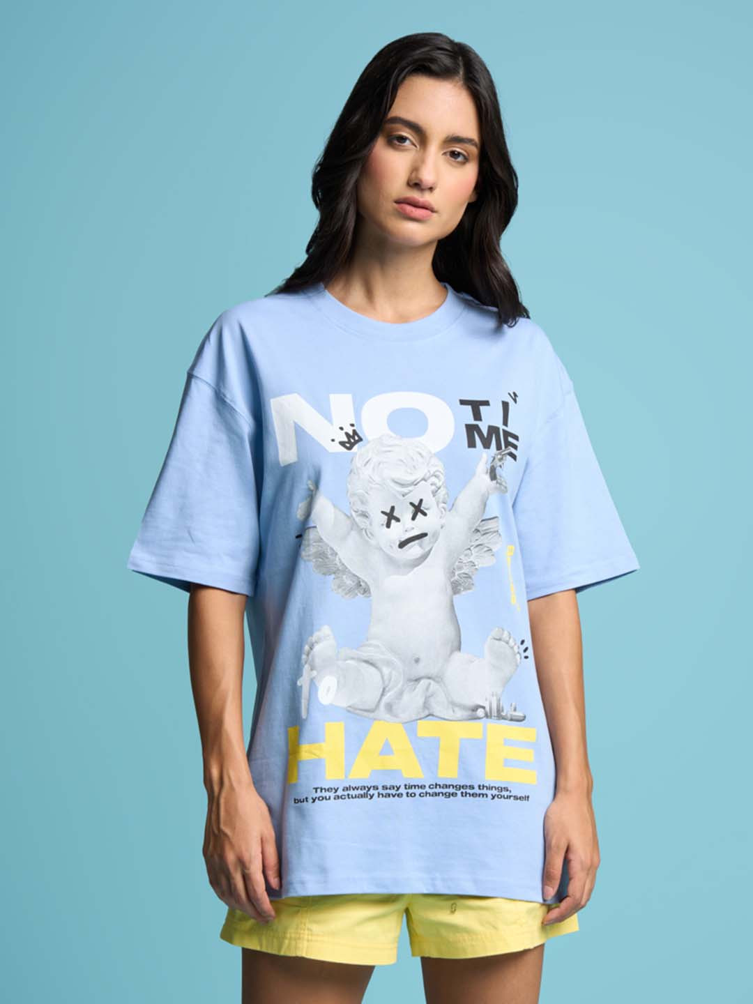 

Bonkers Corner Graphic Printed Oversized Cotton T-Shirt, Blue