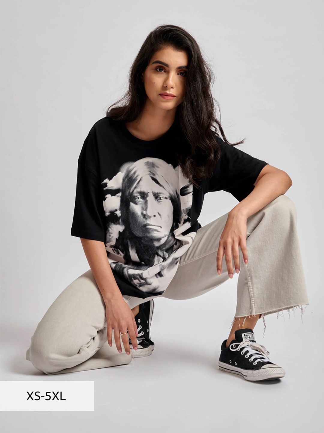 

Bonkers Corner Graphic Printed Loose Cotton T-shirt, Black