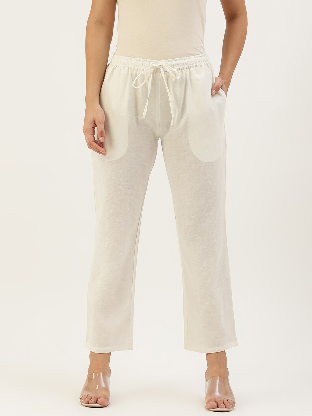 

Lokatita Women White Cropped Palazzos