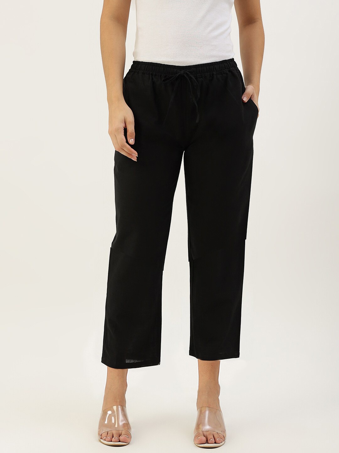 

Lokatita Women Black Cropped Ethnic Palazzos