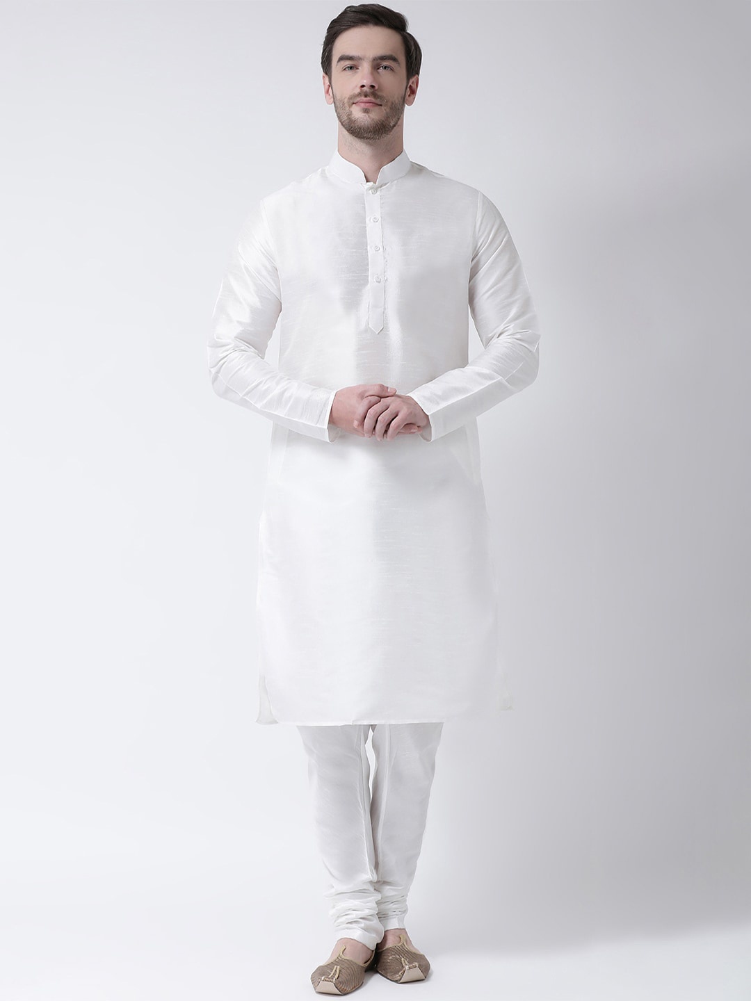 

SG LEMAN Mandarin Collar Regular Kurta with Pyjamas, White