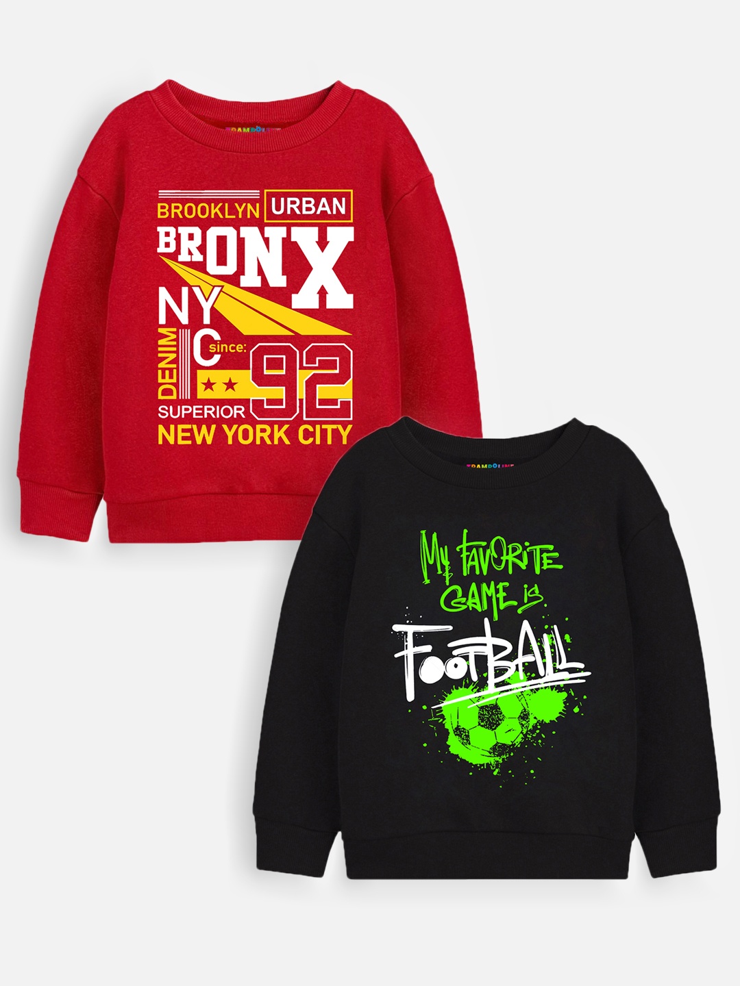 

Trampoline Boys Pack Of 2 Typography Printed Sweatshirt, Black