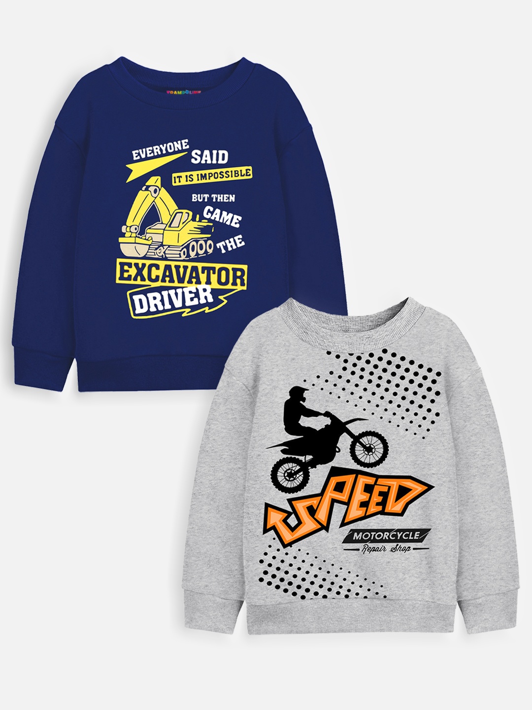 

Trampoline Boys Pack Of 2 Graphic Printed Sweatshirt, Blue