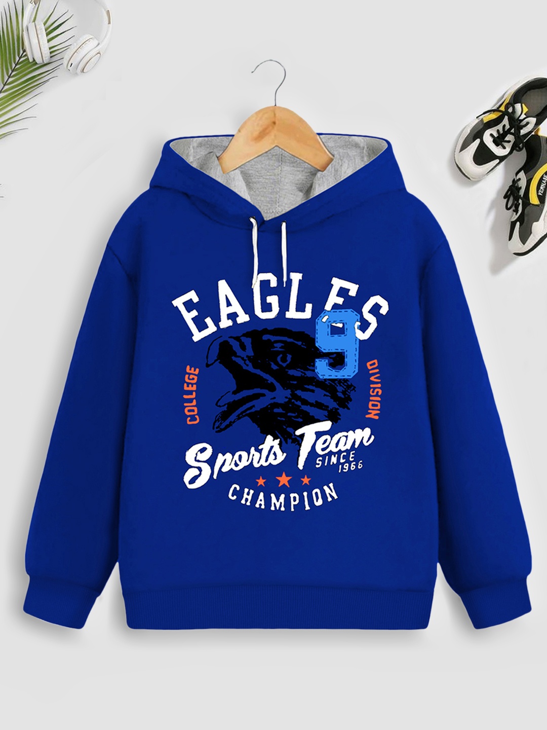 

Trampoline Boys Typography Printed Hooded Sweatshirt, Blue