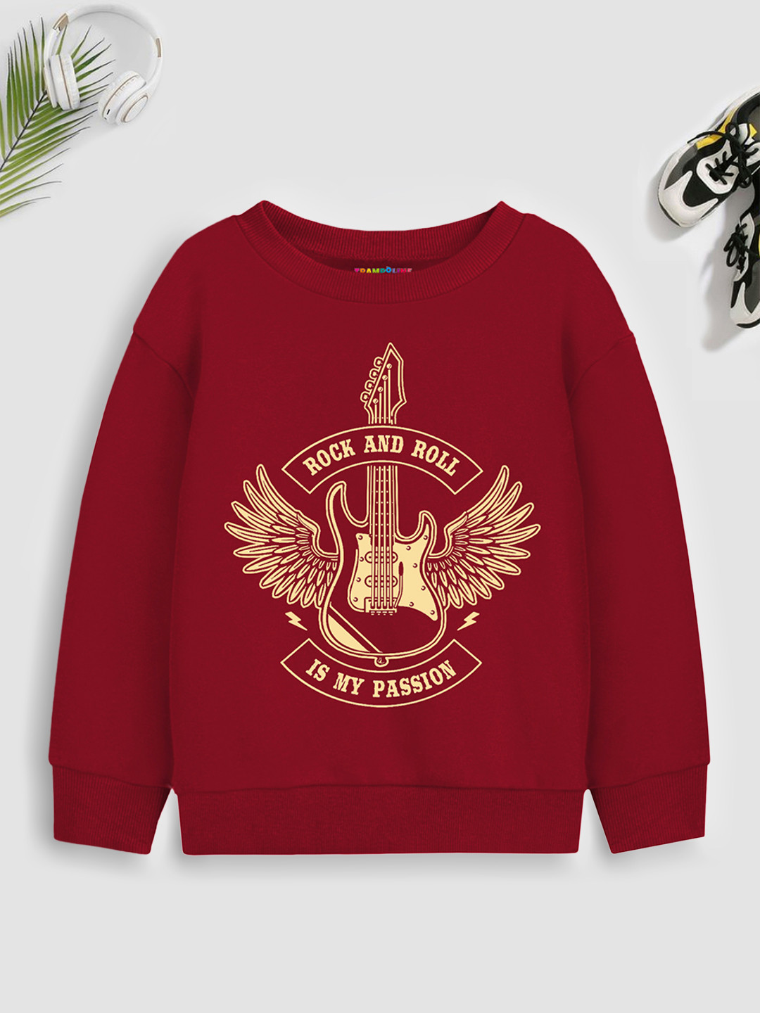

Trampoline Boys Graphic Printed Cotton Pullover, Maroon